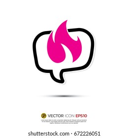 Pictograph of Message and chat about flame, warm, fire for icon, logo and identity designs. neon color