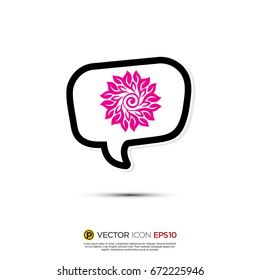 Pictograph of Message and chat about flower and beauty for icon, logo and identity designs. neon color