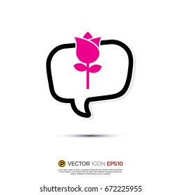 Pictograph of Message and chat about flower and beauty for icon, logo and identity designs. neon color