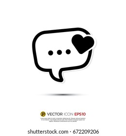 Pictograph of Message and chat about heart, love, wedding  for icon, logo and identity designs. red color