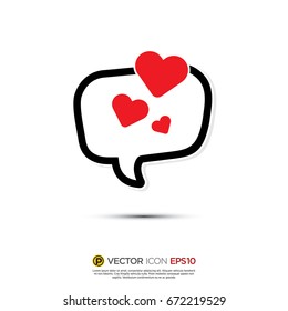 Pictograph of Message and chat about heart, love, wedding  for icon, logo and identity designs. red color