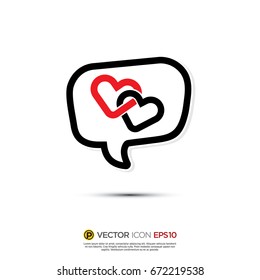 Pictograph of Message and chat about heart, love, wedding  for icon, logo and identity designs. red color