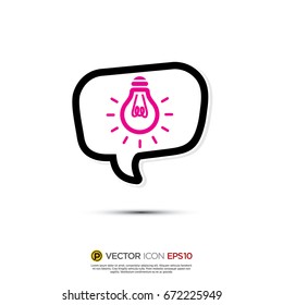 Pictograph of Message and chat about idea, innovation for icon, logo and identity designs. neon color