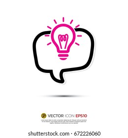 Pictograph of Message and chat about idea, innovation for icon, logo and identity designs. neon color