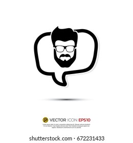 Pictograph of Message and chat about man and barber for icon, logo and identity designs. 
