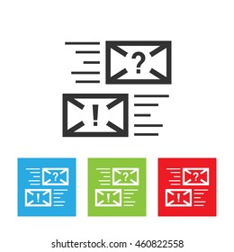 Pictograph of message or chat. Texting logo. Question and answer messaging. Flat vector illustration.