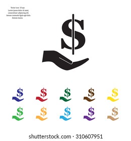 pictograph of money in hand
