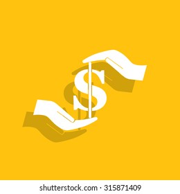Pictograph of money in hand