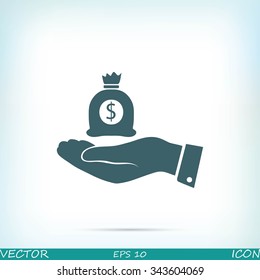 Pictograph of money in hand