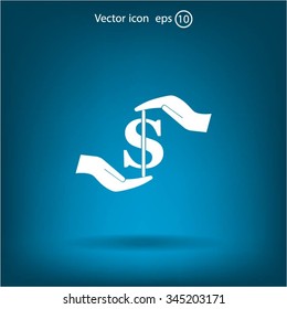Pictograph of money in hand