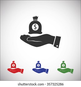 Pictograph of money in hand