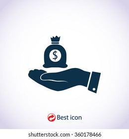 Pictograph of money in hand
