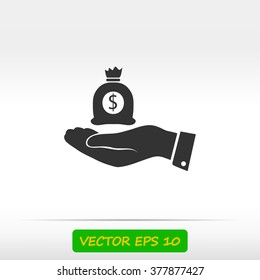 Pictograph of money in hand