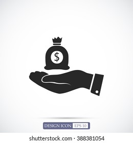 Pictograph of money in hand