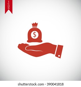Pictograph of money in hand