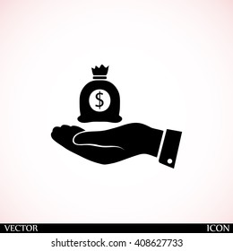 Pictograph of money in hand