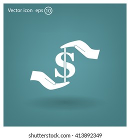 Pictograph of money in hand