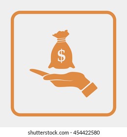 Pictograph of money in hand.