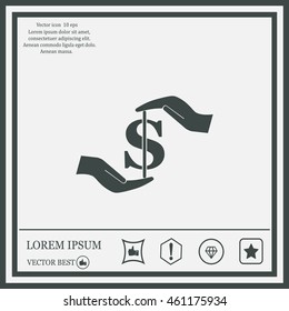 Pictograph of money in hand