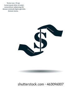 Pictograph of money in hand