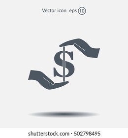 Pictograph of money in hand