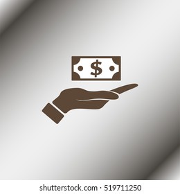 Pictograph of money in hand.
