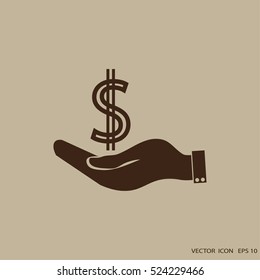 Pictograph of money in hand