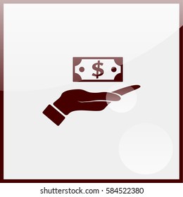 Pictograph of money in hand.