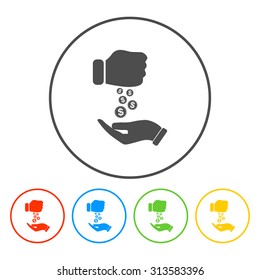 Pictograph of money in hand. Flat design style eps 10