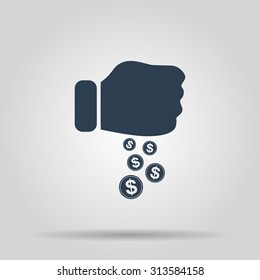 Pictograph of money in hand. Flat design style eps 10