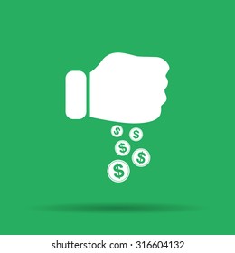 Pictograph of money in hand. Flat design style eps 10