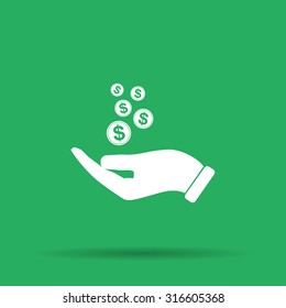 Pictograph of money in hand. Flat design style eps 10
