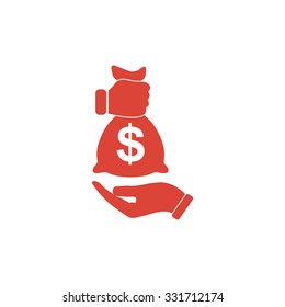 Pictograph of money in hand. Flat design style eps 10
