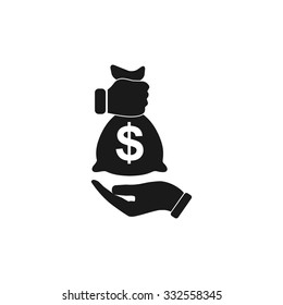 Pictograph of money in hand. Flat design style eps 10