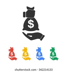 Pictograph of money in hand. Flat design style eps 10