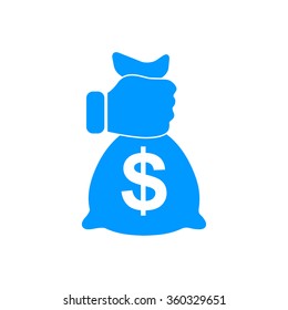 Pictograph of money in hand. Flat design style eps 10