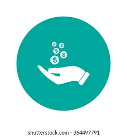 Pictograph of money in hand. Flat design style eps 10