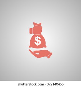 Pictograph of money in hand. Flat design style eps 10