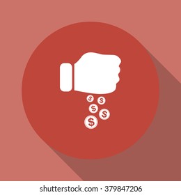 Pictograph of money in hand. Flat design style eps 10