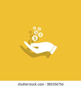 Pictograph of money in hand. Flat design style eps 10