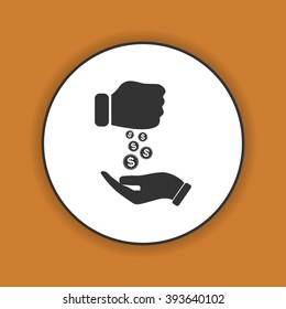 Pictograph of money in hand. Flat design style eps 10