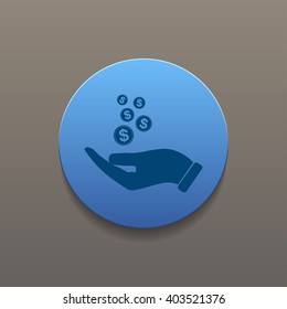 Pictograph of money in hand. Flat design style eps 10