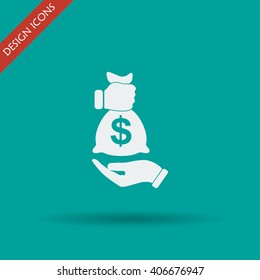 Pictograph of money in hand. Flat design style eps 10