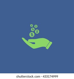 Pictograph of money in hand. Flat design style eps 10