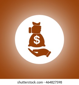 Pictograph of money in hand. Flat design style eps 10