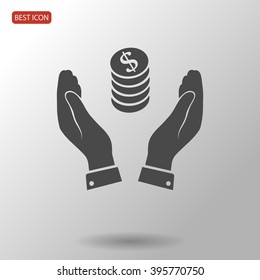 Pictograph of money in hand icon