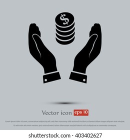 Pictograph of money in hand icon