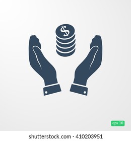 Pictograph of money in hand icon