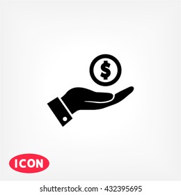 Pictograph of money in hand Icon