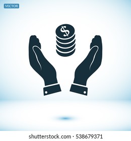 Pictograph of money in hand icon, vector best flat icon, EPS